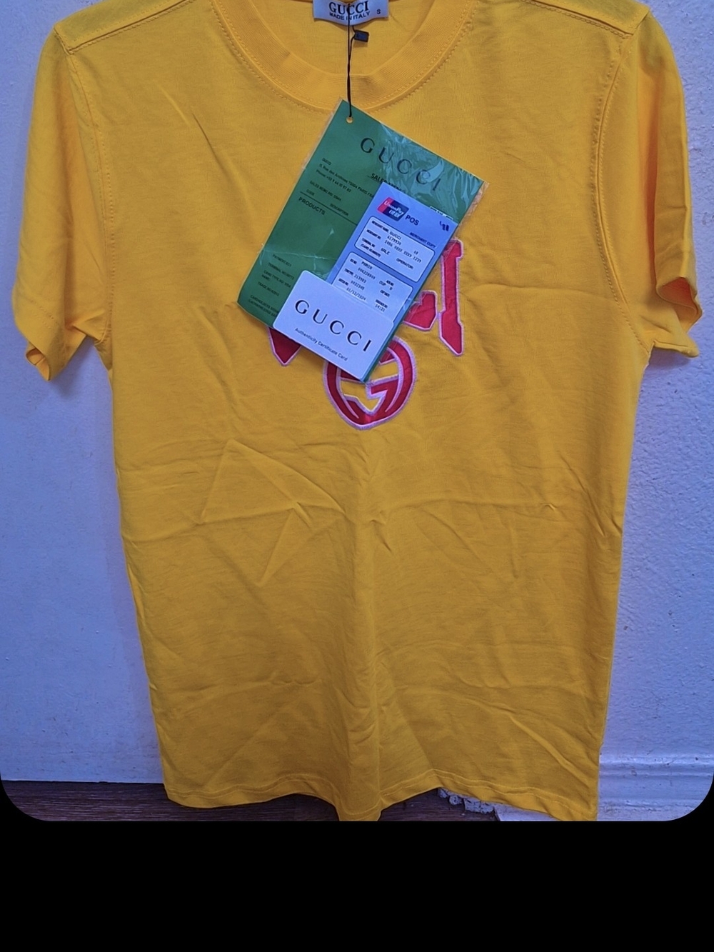 Gucci Men’s Bright Yellow Logo Short Sleeve Tee